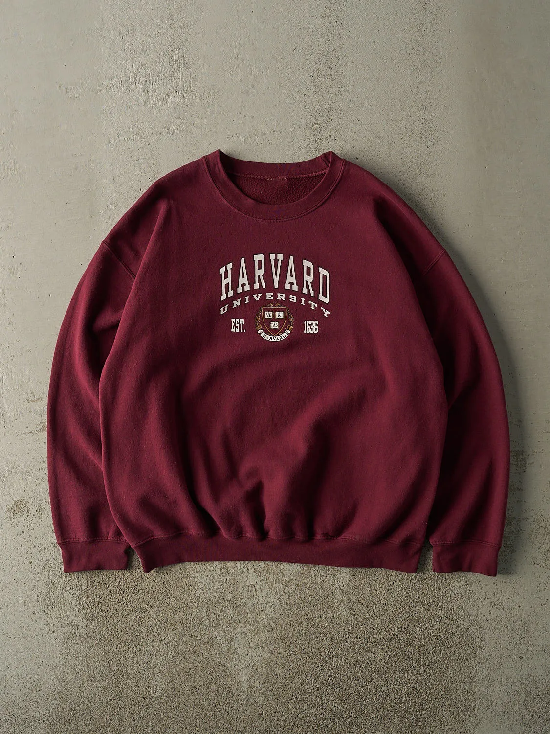 Vintage Y2K Burgundy Harvard University Crewneck (XL) sold by Rebalance Vintage