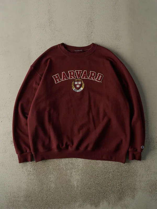 Vintage Y2K Burgundy Harvard University Champion Crewneck (XL/XXL) sold by Rebalance Vintage