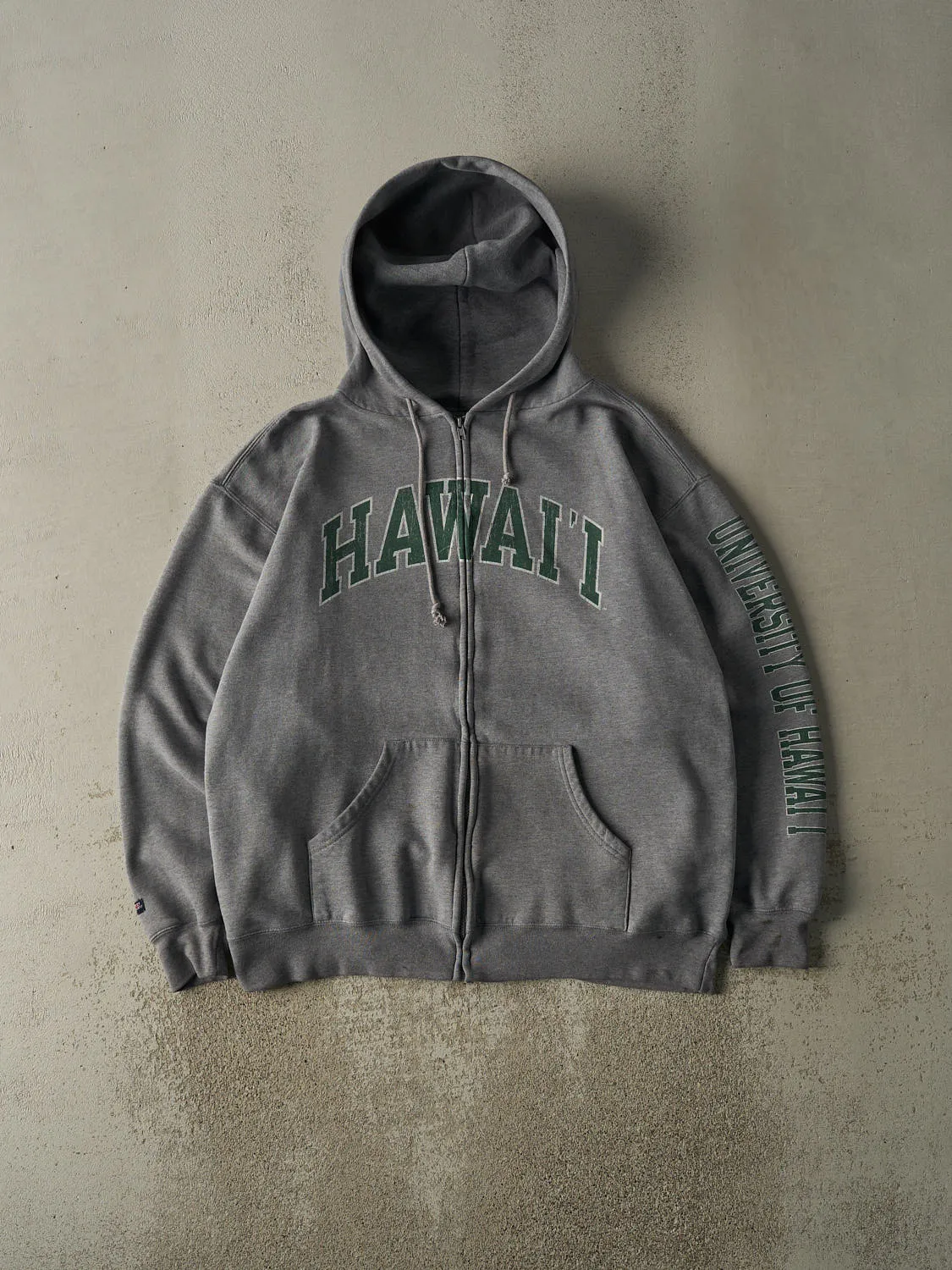 Vintage 90s Charcoal Grey University of Hawaii Zip Up Hoodie (L/XL) sold by Rebalance Vintage