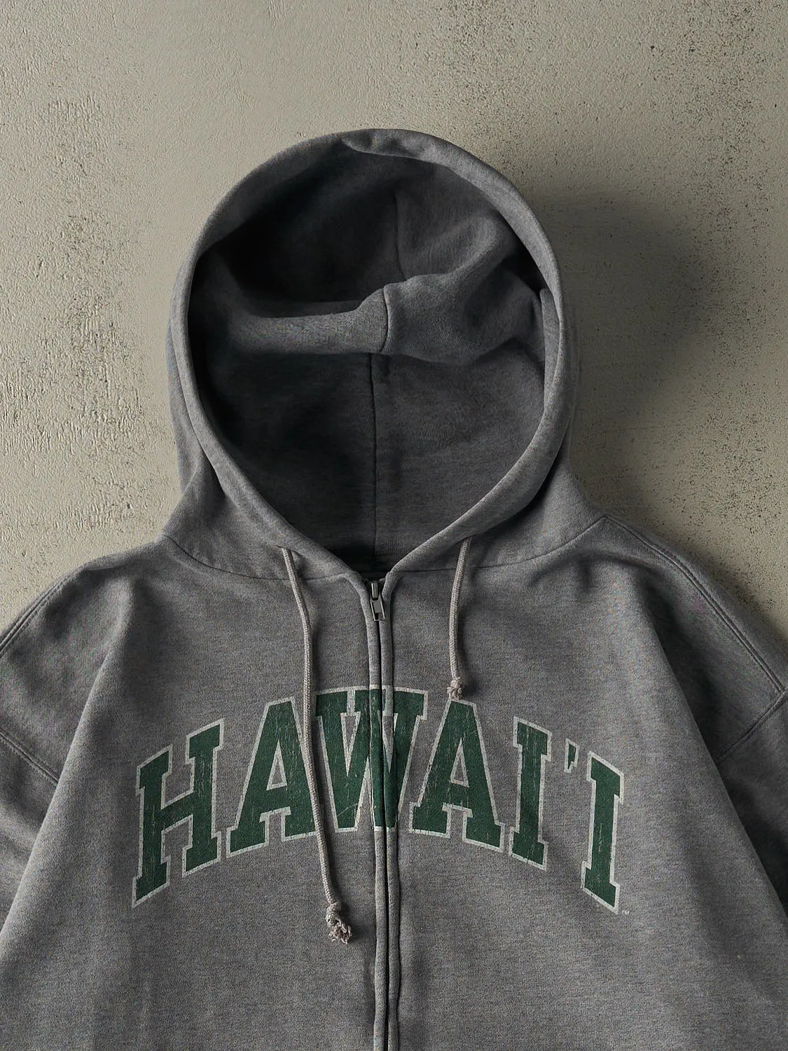 Vintage 90s Charcoal Grey University of Hawaii Zip Up Hoodie (L/XL) sold by Rebalance Vintage product image thumbnail 2