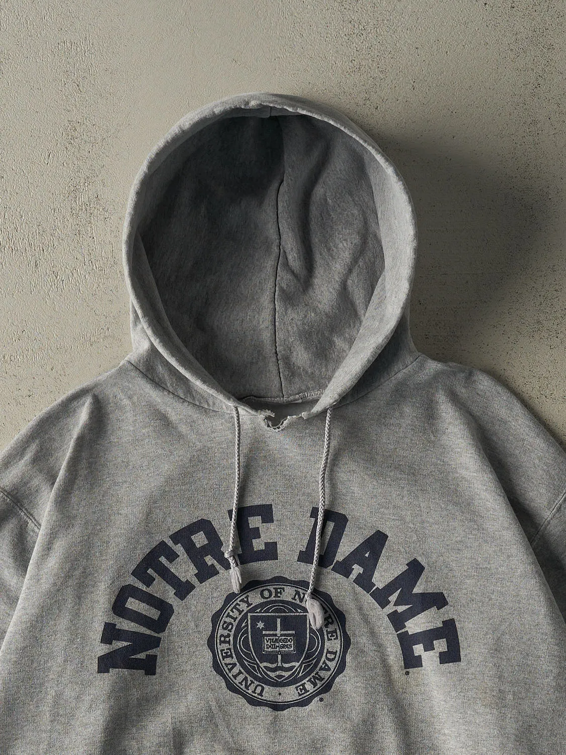 Vintage Y2K Grey University of Notre Dame Champion Hoodie (L/XL) sold by Rebalance Vintage product image thumbnail 2