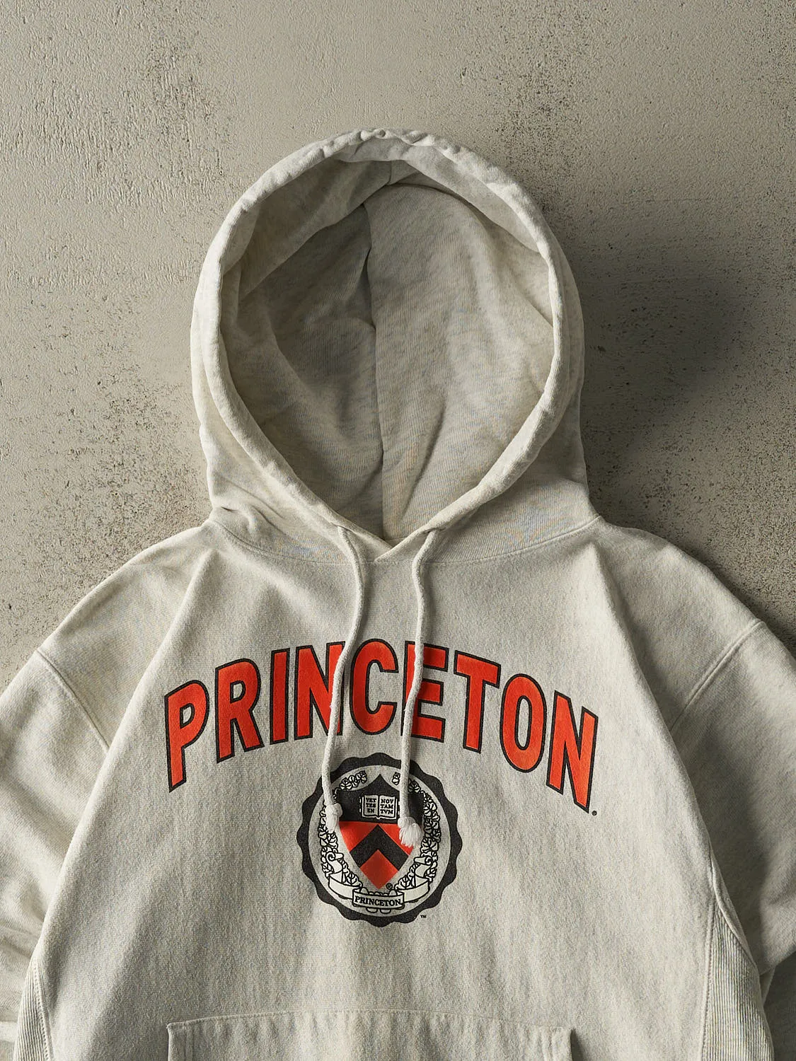 Vintage Y2K Heather Grey Princeton University Champion Reverse Weave Hoodie (M/L) sold by Rebalance Vintage product image thumbnail 2