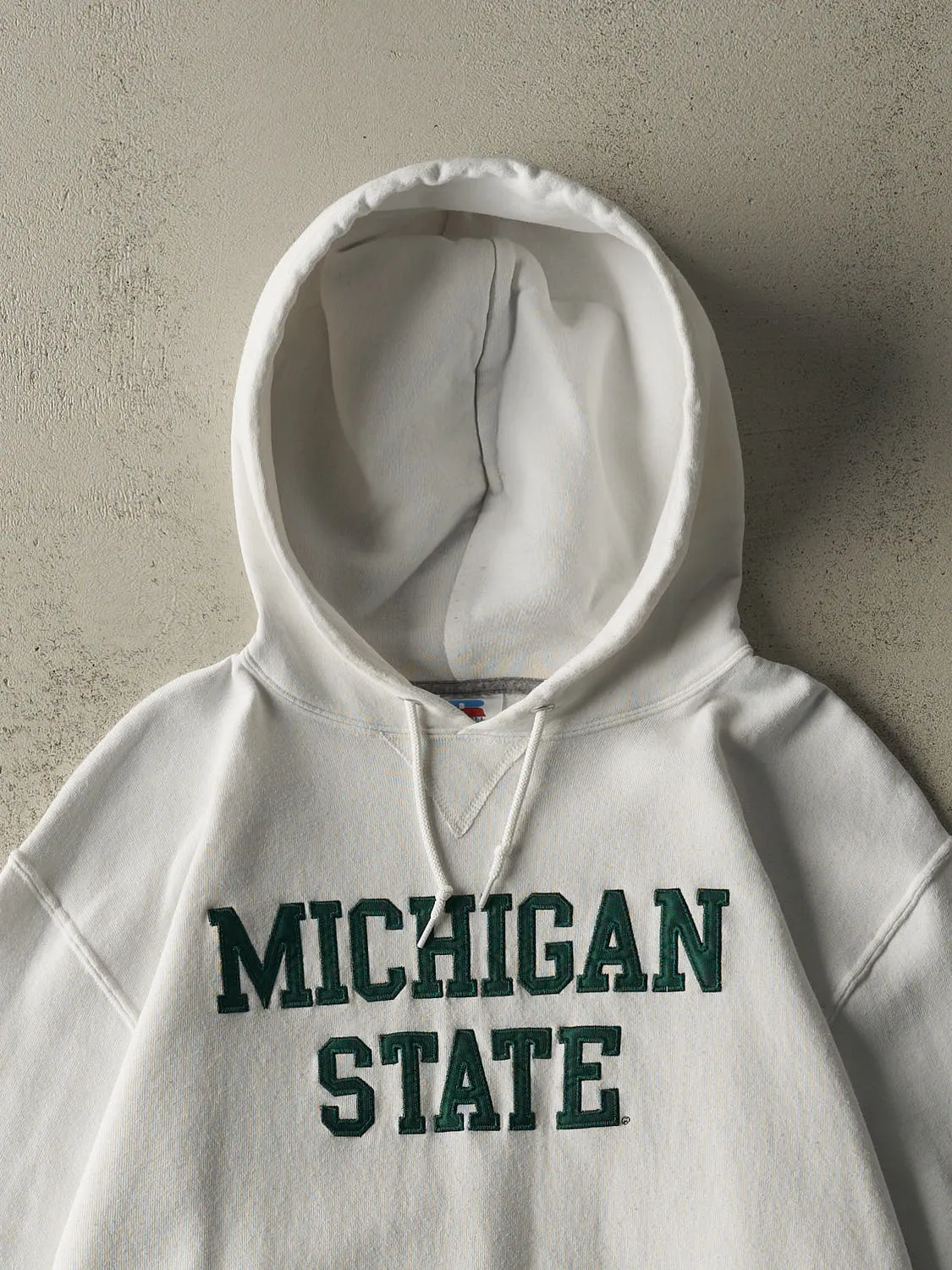 Vintage Y2K White Michigan State University Embroidered Russell Athletic Hoodie (XL/XXL) sold by Rebalance Vintage product image thumbnail 2