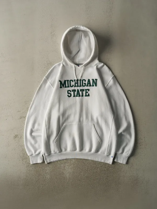 Vintage Y2K White Michigan State University Embroidered Russell Athletic Hoodie (XL/XXL) sold by Rebalance Vintage