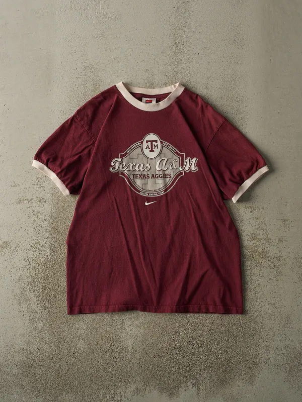 Vintage Y2K Burgundy Texas A&M Aggies Ringer Tee (L) sold by Rebalance Vintage