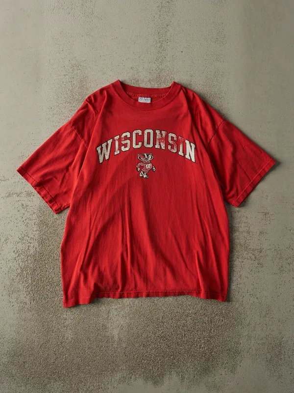 Vintage 90s Red University of Wisconsin Badgers Tee (L) sold by Rebalance Vintage