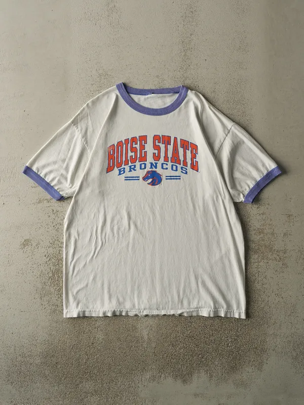 Vintage 90s White & Blue Boise State Broncos Ringer Tee (XL) sold by Rebalance Vintage