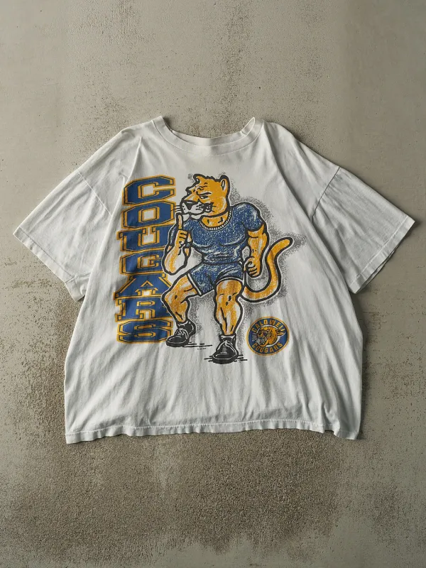 Vintage 92' White Caldwell University Cougars Single Stitch Tee (XL/XXL) sold by Rebalance Vintage