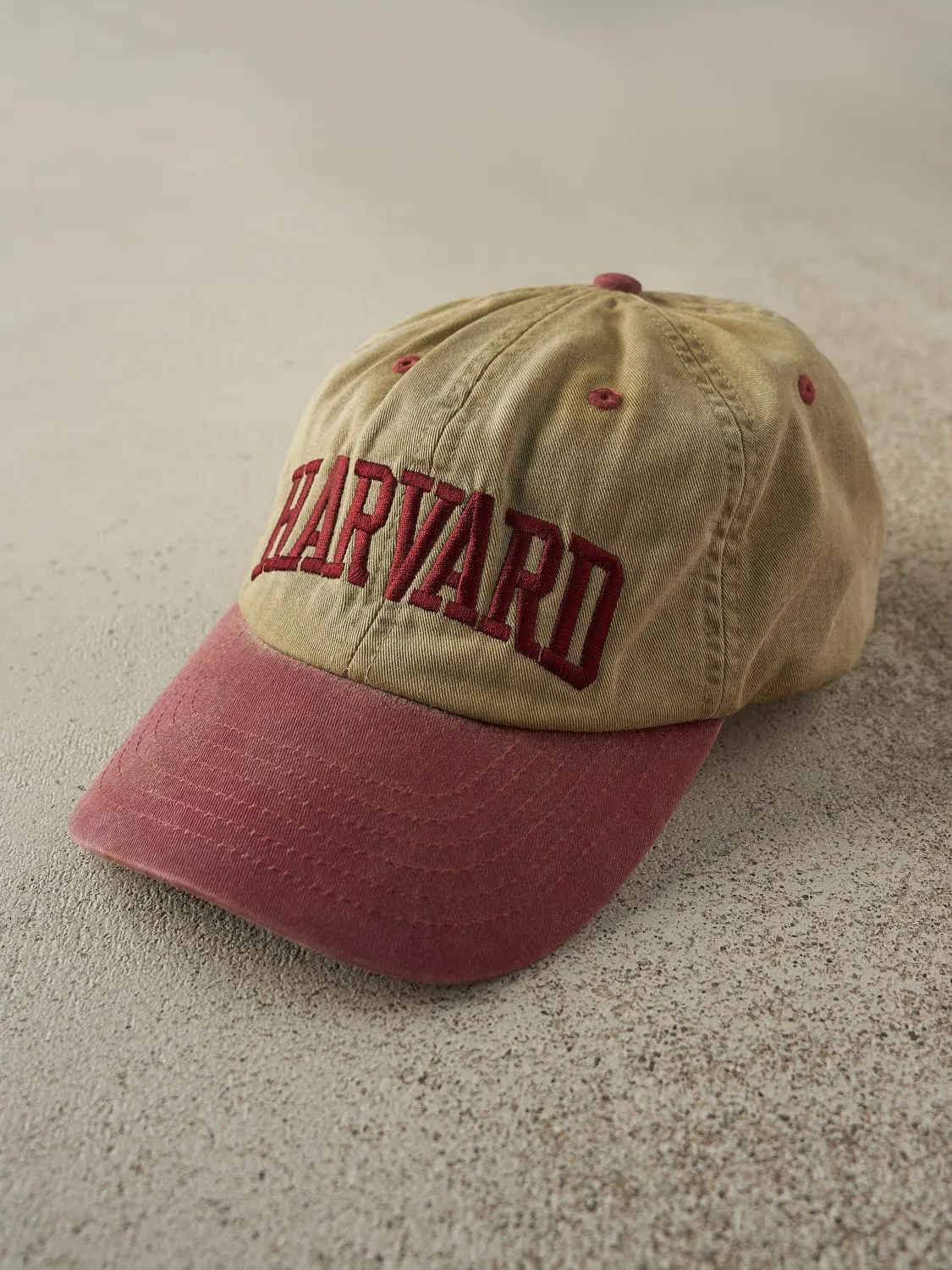 Vintage 90s Beige & Red Harvard Embroidered Strapback sold by Rebalance Vintage product image thumbnail 2