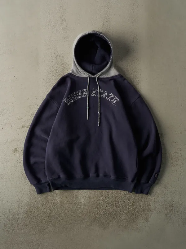 Vintage 90s Navy Blue Boise State University Embroidered Hoodie (L/XL) sold by Rebalance Vintage