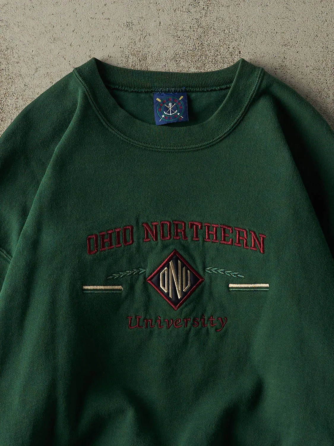 Vintage 90s Green Ohio Northern University Embroidered Crewneck (L/XL) sold by Rebalance Vintage product image thumbnail 2