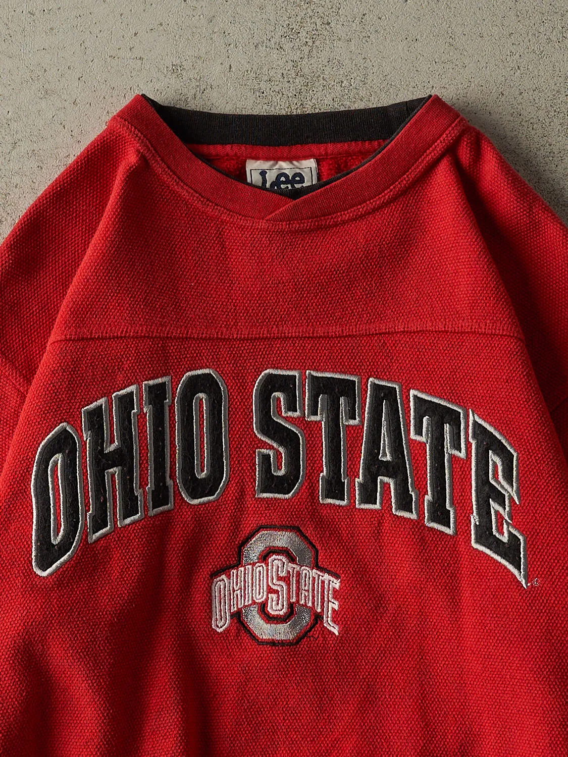 Vintage 90s Red Ohio State University Embroidered Textured Crewneck (M) sold by Rebalance Vintage product image thumbnail 2