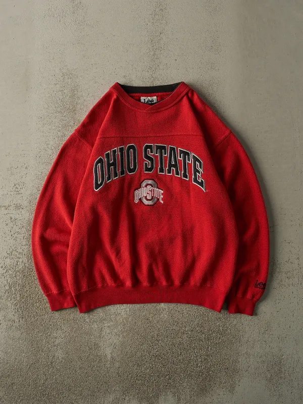 Vintage 90s Red Ohio State University Embroidered Textured Crewneck (M) sold by Rebalance Vintage
