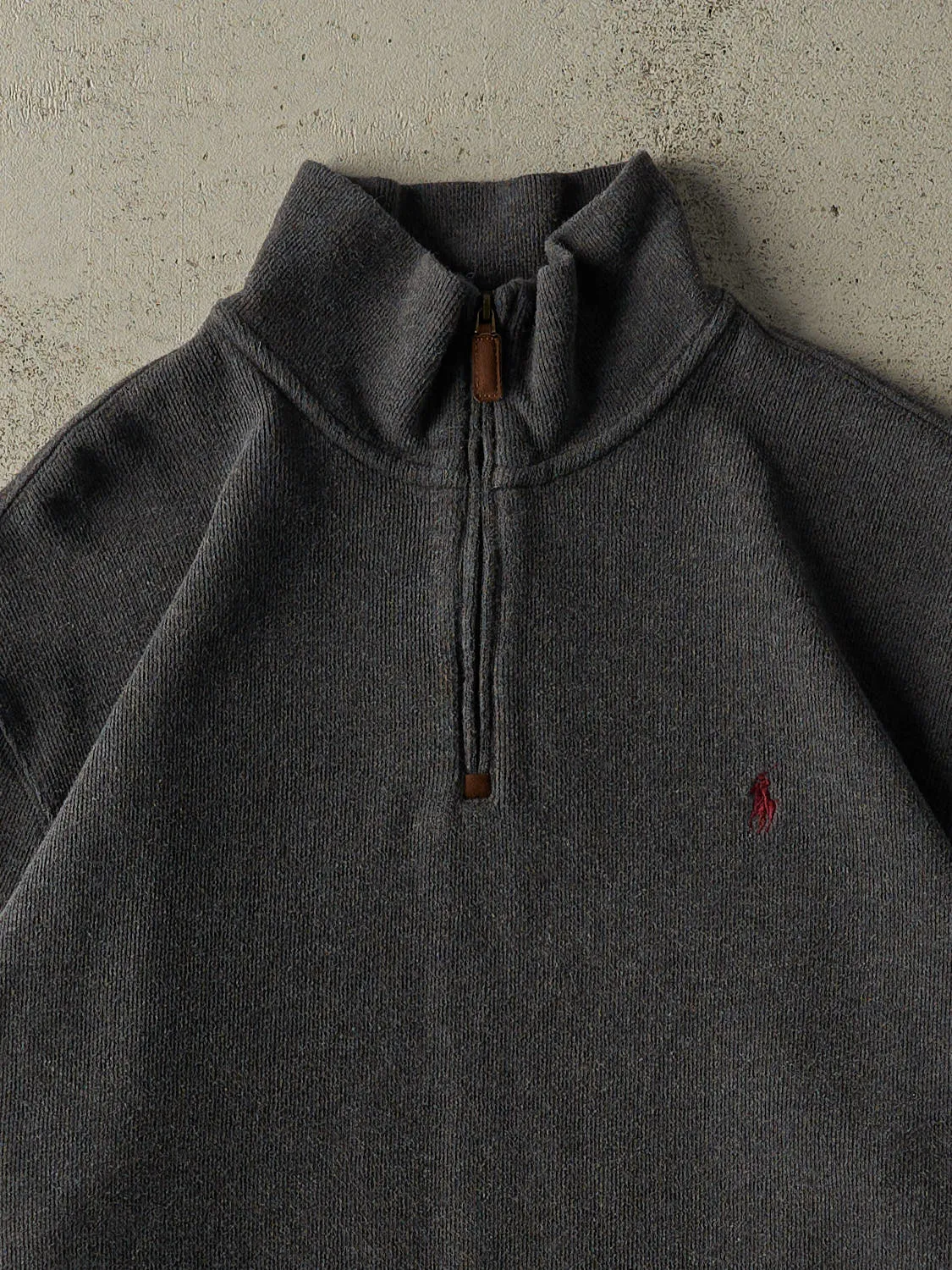 Vintage Y2K Charcoal Grey Polo Ralph Lauren Knit Quarter Zip (XL) sold by Rebalance Vintage product image thumbnail 2