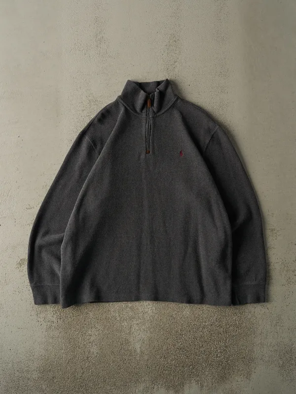 Vintage Y2K Charcoal Grey Polo Ralph Lauren Knit Quarter Zip (XL) sold by Rebalance Vintage
