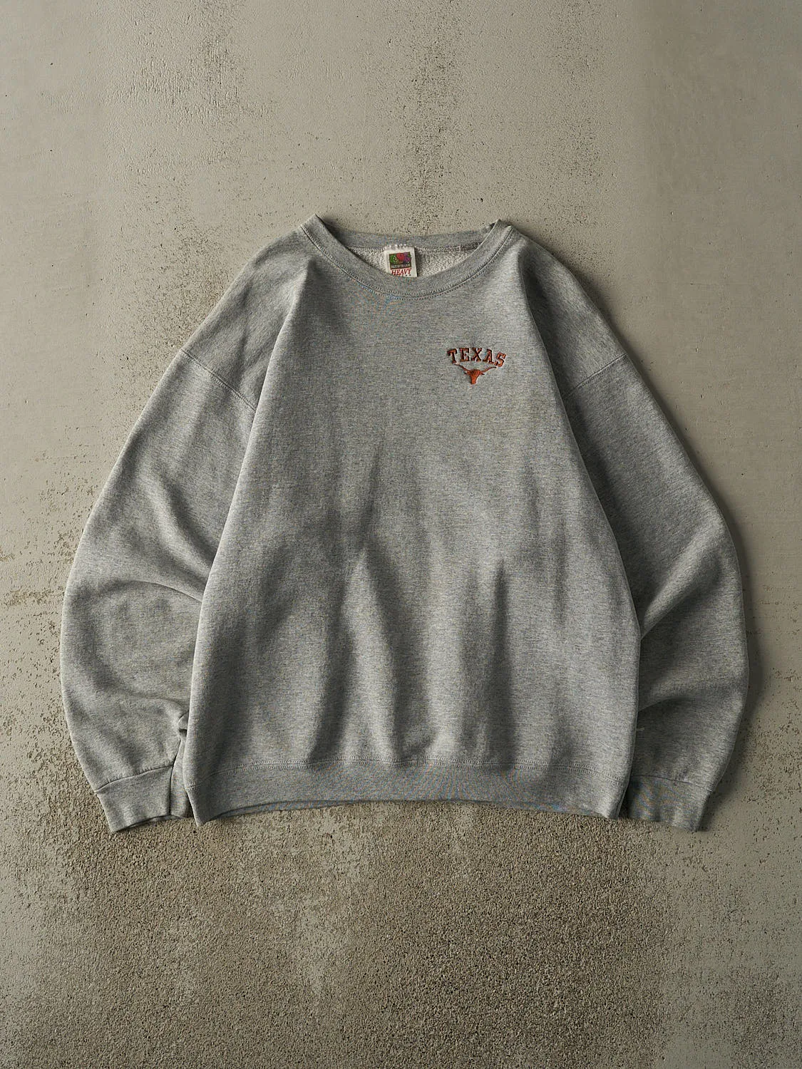 Vintage 90s Grey University of Texas Long Horns Embroidered Crewneck (M/L) sold by Rebalance Vintage