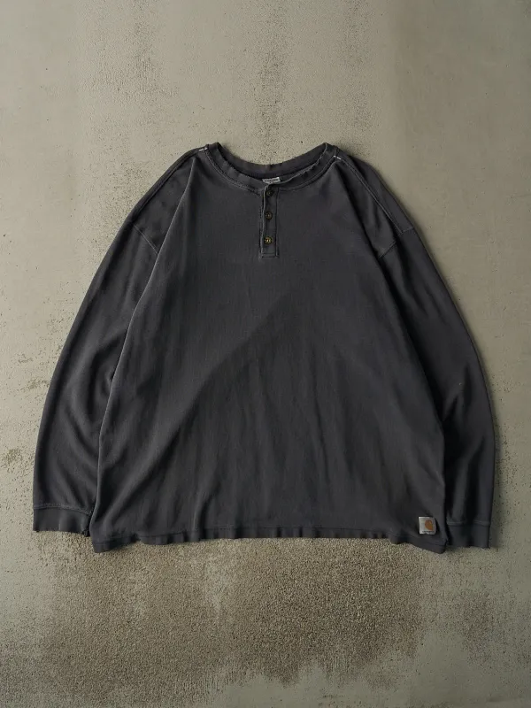 Vintage Y2K Faded Navy Carhartt Quarter Button Thermal Long Sleeve (XXL/XXXL) sold by Rebalance Vintage