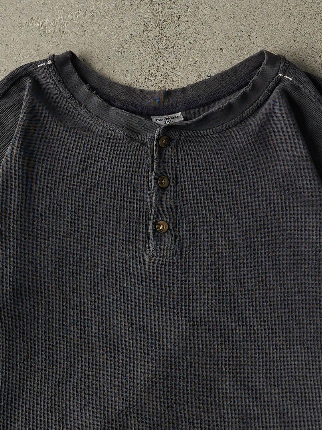 Vintage Y2K Faded Navy Carhartt Quarter Button Thermal Long Sleeve (XXL/XXXL) sold by Rebalance Vintage product image thumbnail 2