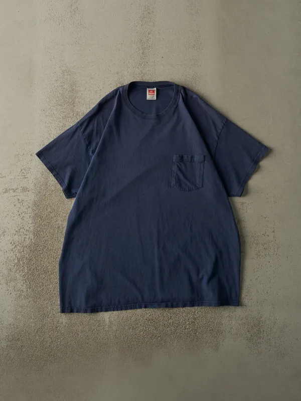 Vintage 90s Navy Blue Blank Pocket Tee (XL) sold by Rebalance Vintage