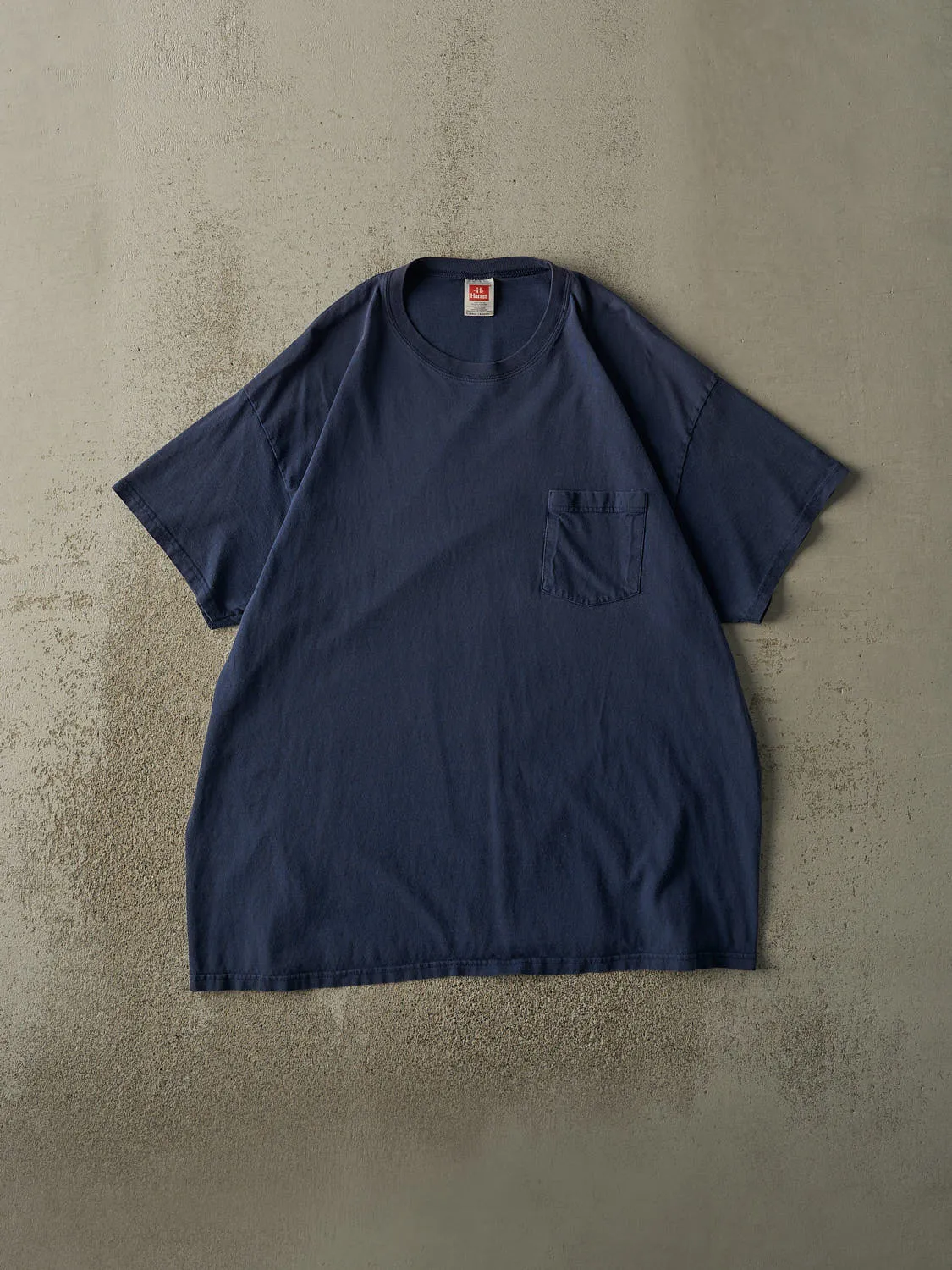 Vintage 90s Navy Blue Blank Pocket Tee (XL) sold by Rebalance Vintage