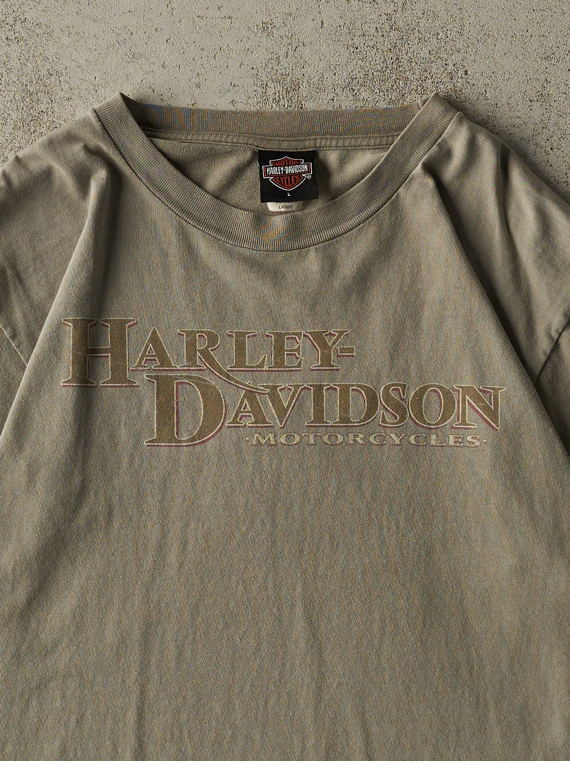 Vintage Y2K Faded Green Battle Creek MI Harley Davidson Tee (M/L) sold by Rebalance Vintage product image thumbnail 4