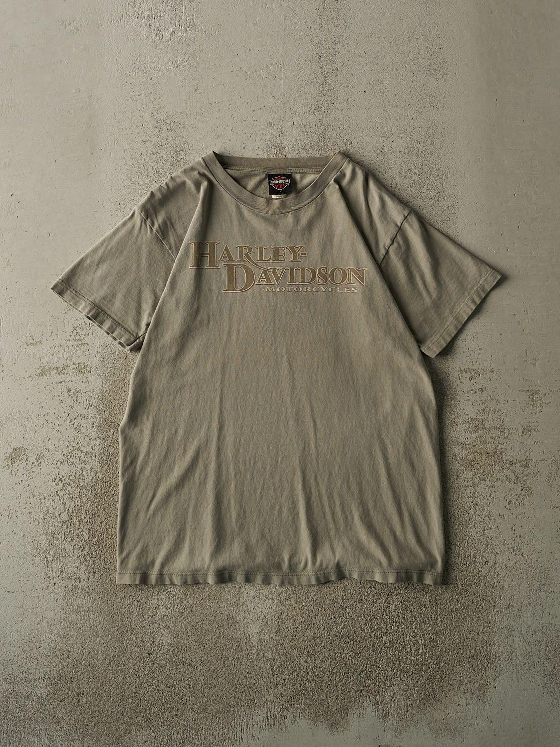 Vintage Y2K Faded Green Battle Creek MI Harley Davidson Tee (M/L) sold by Rebalance Vintage