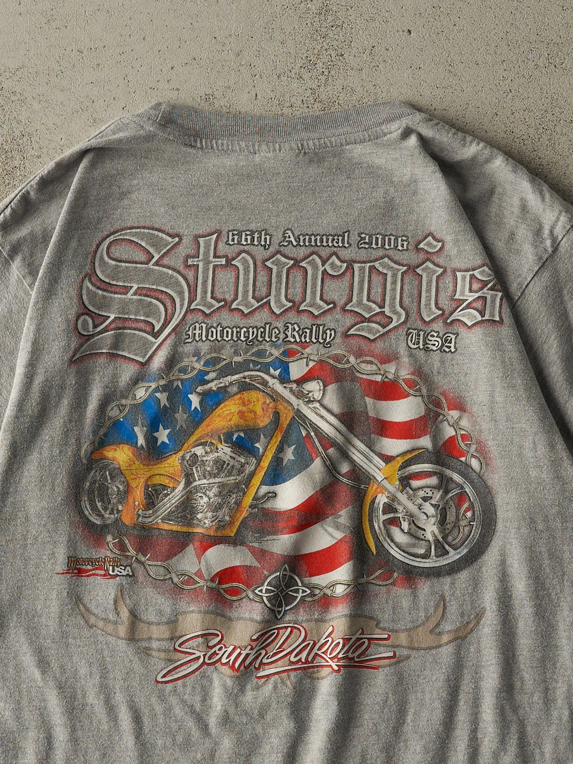 Vintage 06' Grey Sturgis Motorcycle Rally Tee (L/XL) sold by Rebalance Vintage product image thumbnail 4