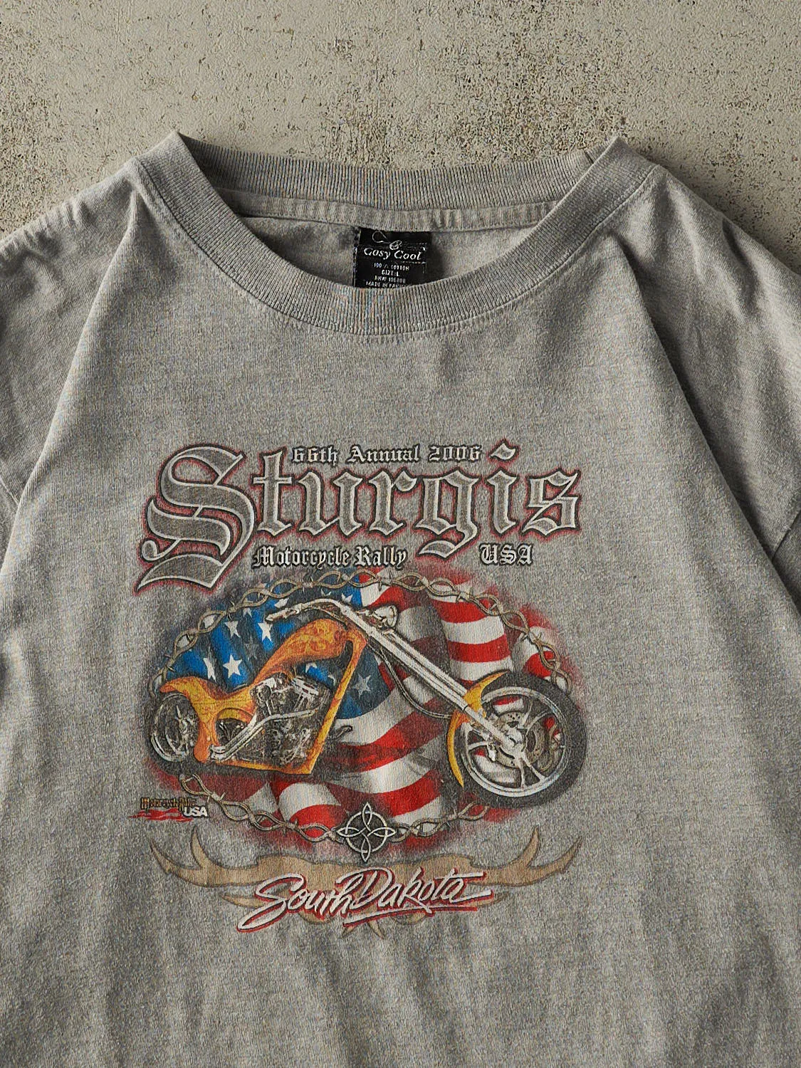 Vintage 06' Grey Sturgis Motorcycle Rally Tee (L/XL) sold by Rebalance Vintage product image thumbnail 3