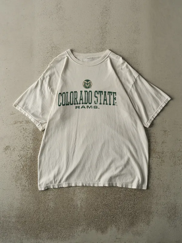 Vintage 90s White Colorado State Rams Tee (L/XL) sold by Rebalance Vintage
