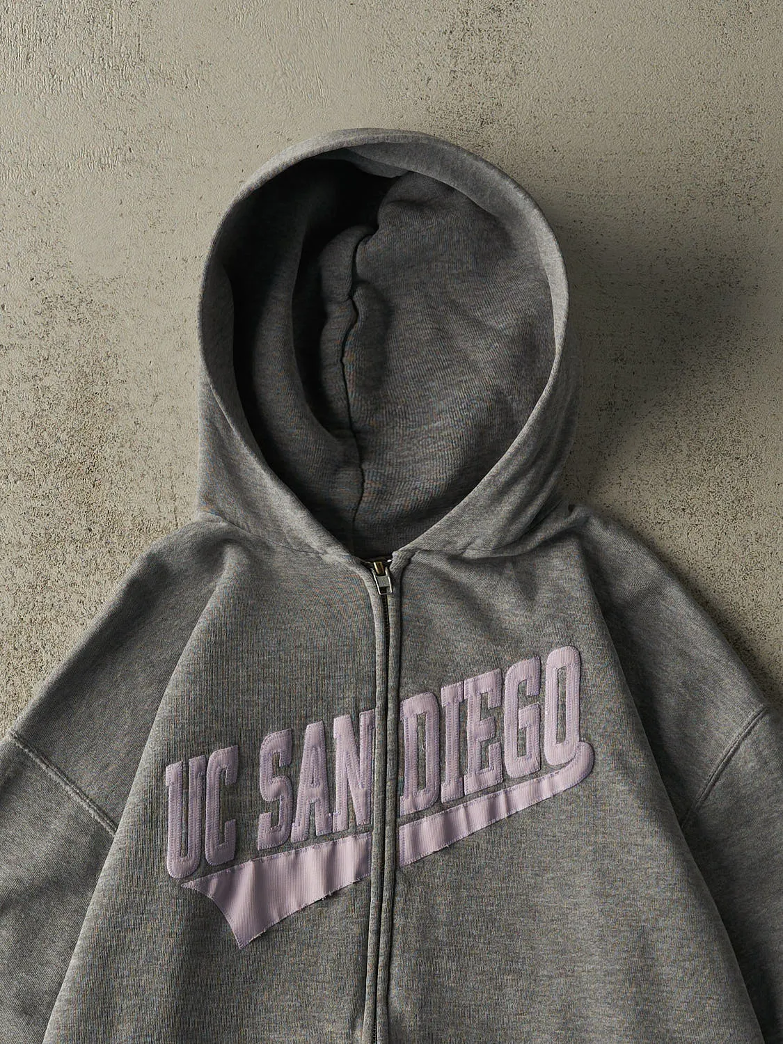 Vintage Y2K Grey UC San Diego Russell Athletic Zip Up Hoodie (M) sold by Rebalance Vintage product image thumbnail 2