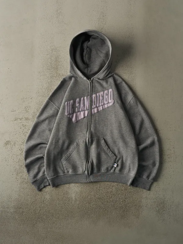Vintage Y2K Grey UC San Diego Russell Athletic Zip Up Hoodie (M) sold by Rebalance Vintage