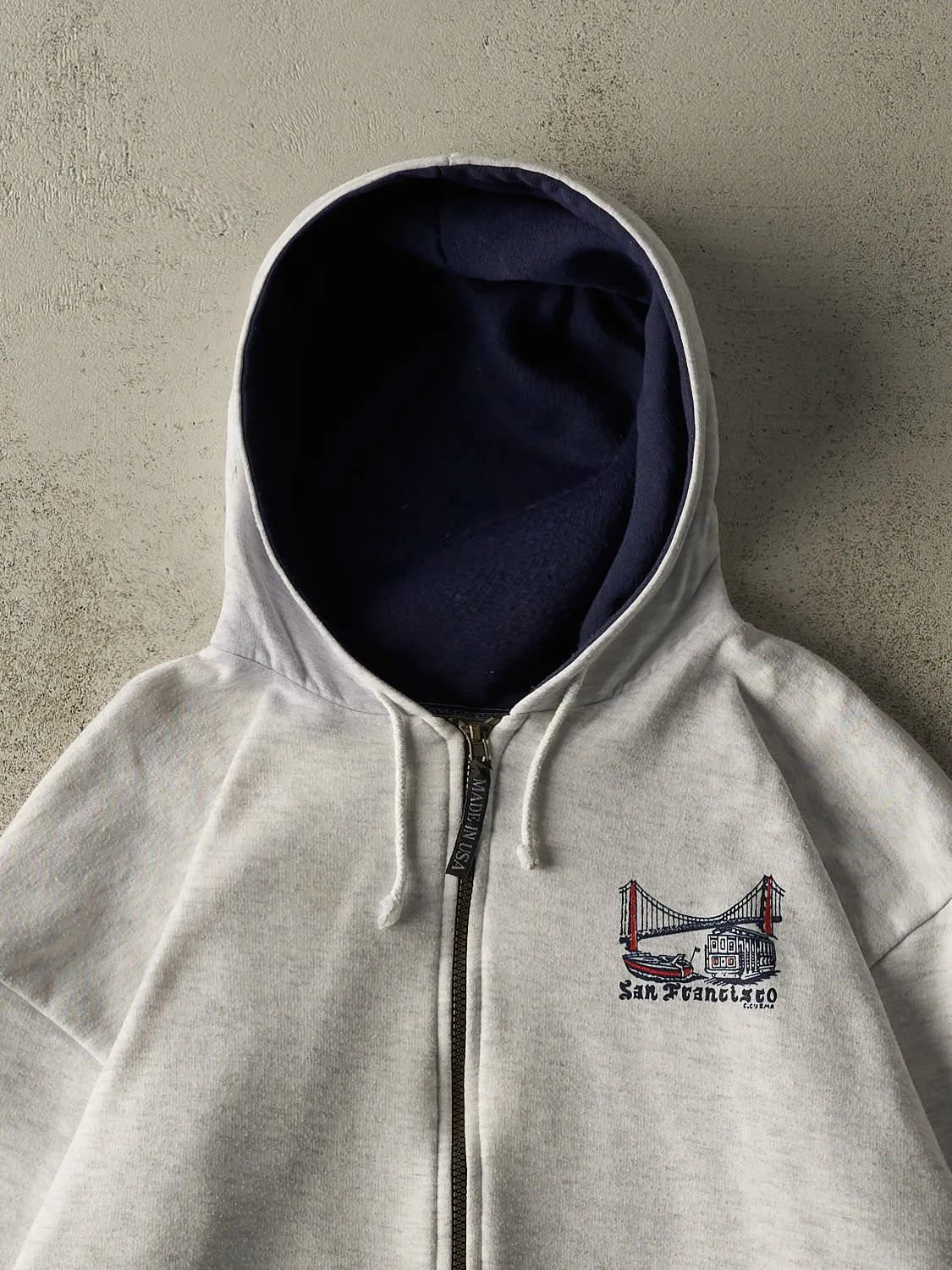 Vintage 90s Heather Grey San Francisco Zip Up Hoodie (M/L) sold by Rebalance Vintage product image thumbnail 2