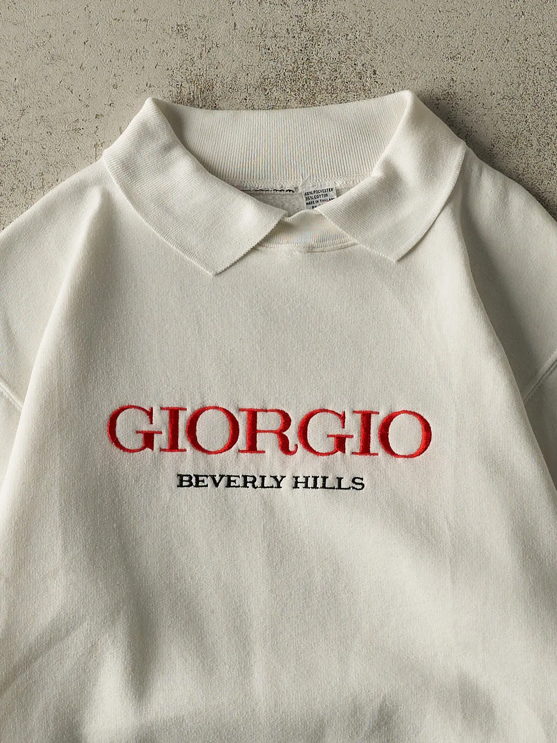 Vintage 90s White Giorgio Beverly Hills Collared Sweatshirt (L) sold by Rebalance Vintage product image thumbnail 2