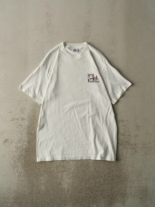 Vintage 90s White San Francisco Embroidered Tee (L/XL) sold by Rebalance Vintage