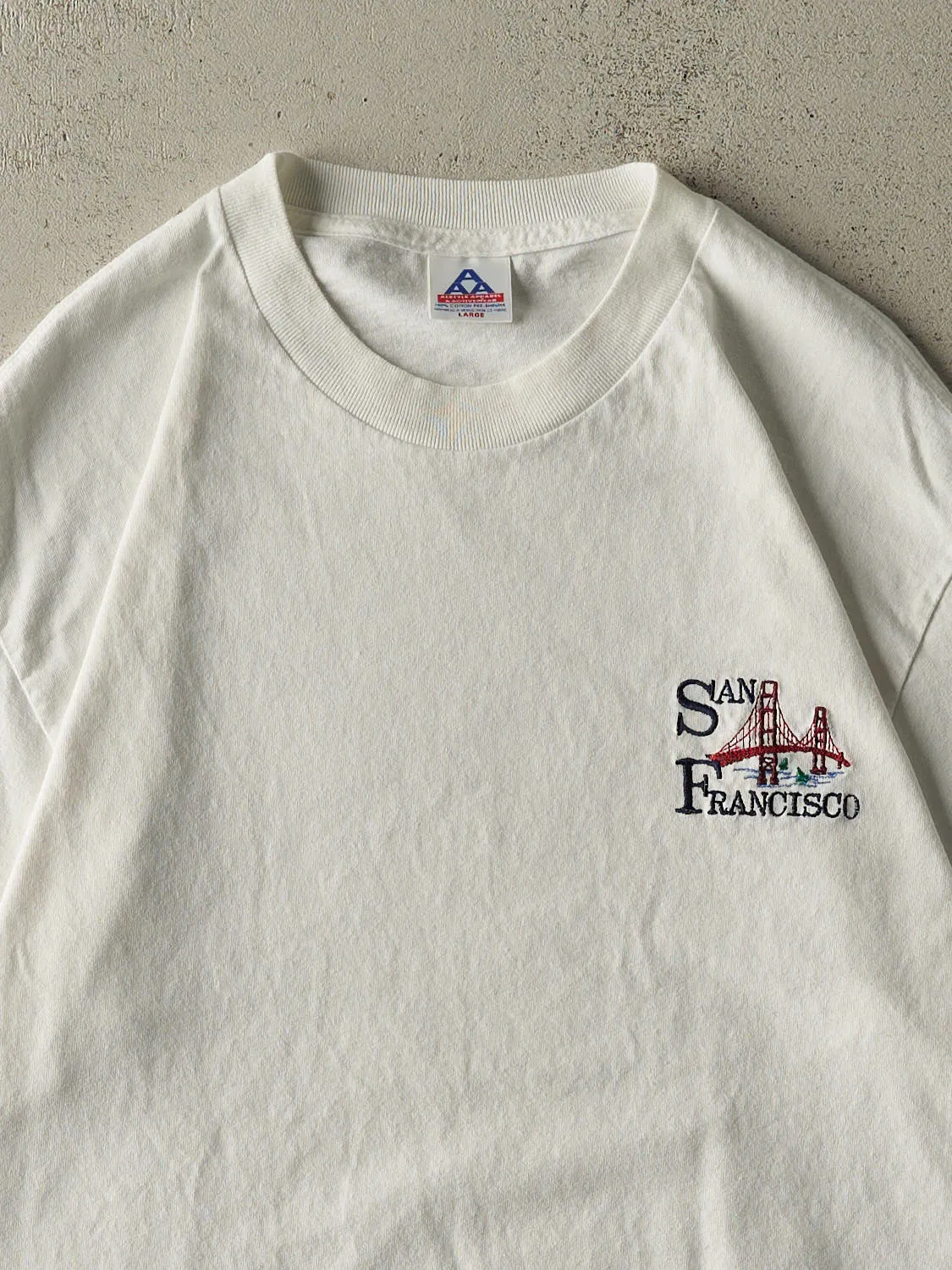 Vintage 90s White San Francisco Embroidered Tee (L/XL) sold by Rebalance Vintage product image thumbnail 2