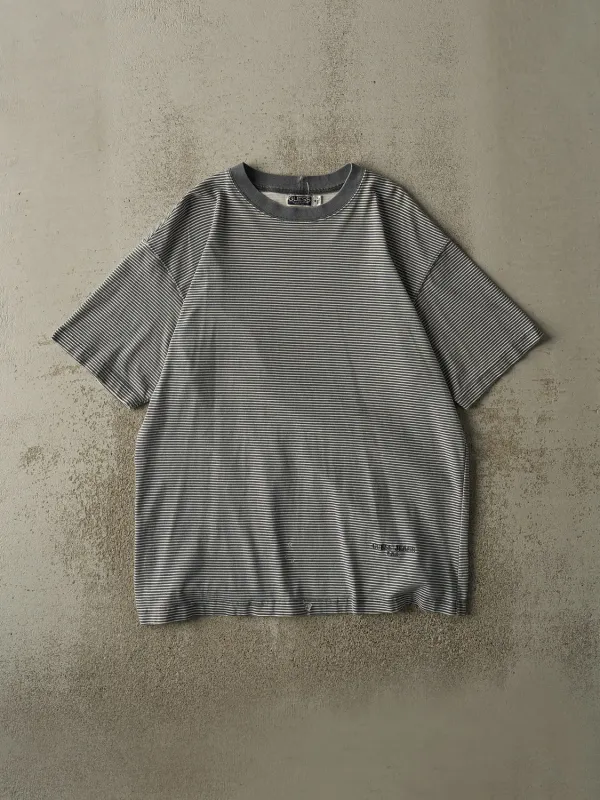 Vintage 90s Grey & White Guess Jeans Striped Tee (L/XL) sold by Rebalance Vintage