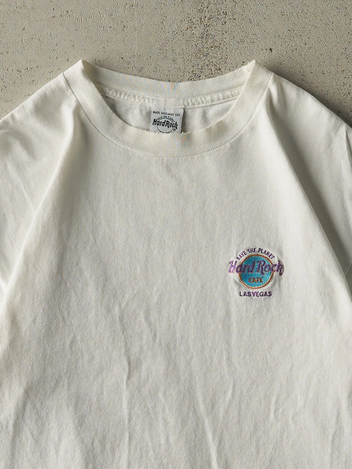 Vintage 90s White Hard Rock Cafe Las Vegas Embroidered Single Stitch Tee (L/XL) sold by Rebalance Vintage product image thumbnail 2