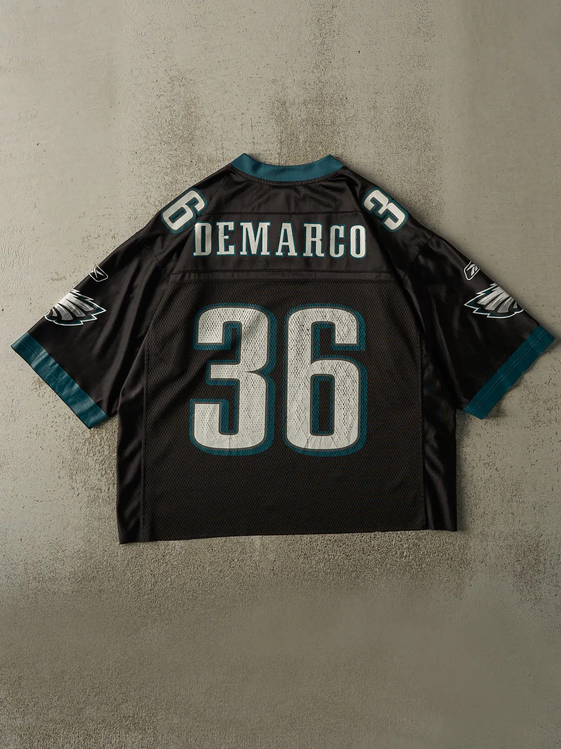 Vintage Y2K Black Philadelphia Eagles #36 Demarco Cropped Jersey (L/XL) sold by Rebalance Vintage product image thumbnail 2