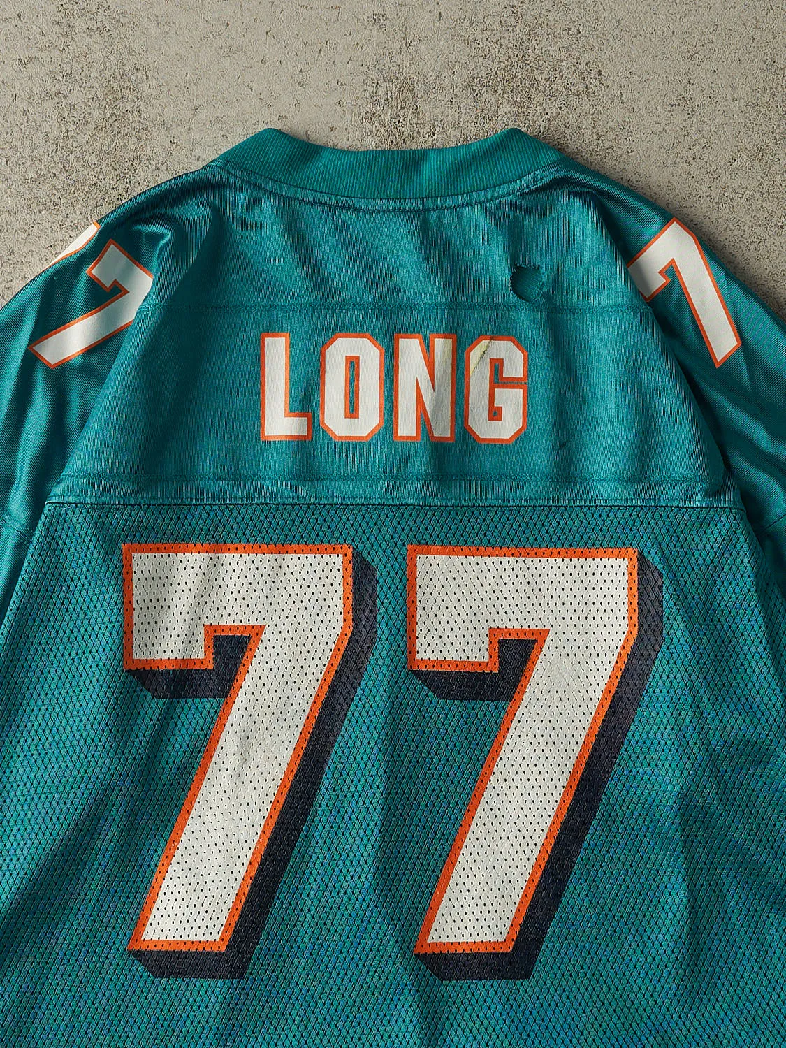 Vintage Y2K Teal Miami Dolphins Jake Long #77 Cropped Jersey (XL) sold by Rebalance Vintage product image thumbnail 4