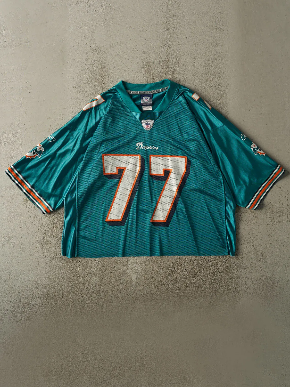 Vintage Y2K Teal Miami Dolphins Jake Long #77 Cropped Jersey (XL) sold by Rebalance Vintage