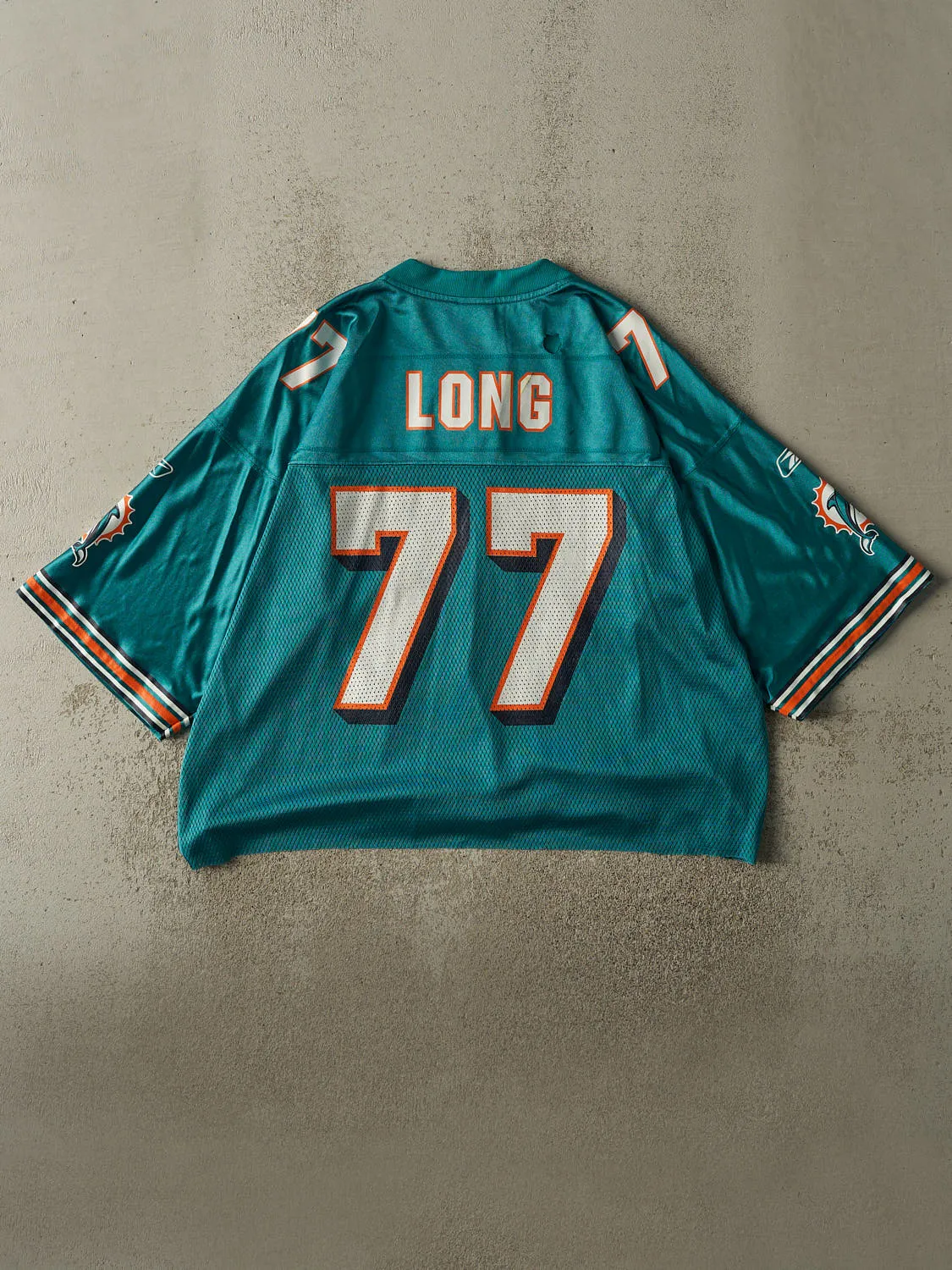 Vintage Y2K Teal Miami Dolphins Jake Long #77 Cropped Jersey (XL) sold by Rebalance Vintage product image thumbnail 2