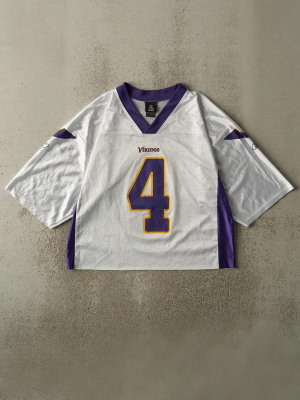 Vintage Y2K White Minnesota Vikings Brett Favre #4 Cropped Boxy Jersey (M) sold by Rebalance Vintage
