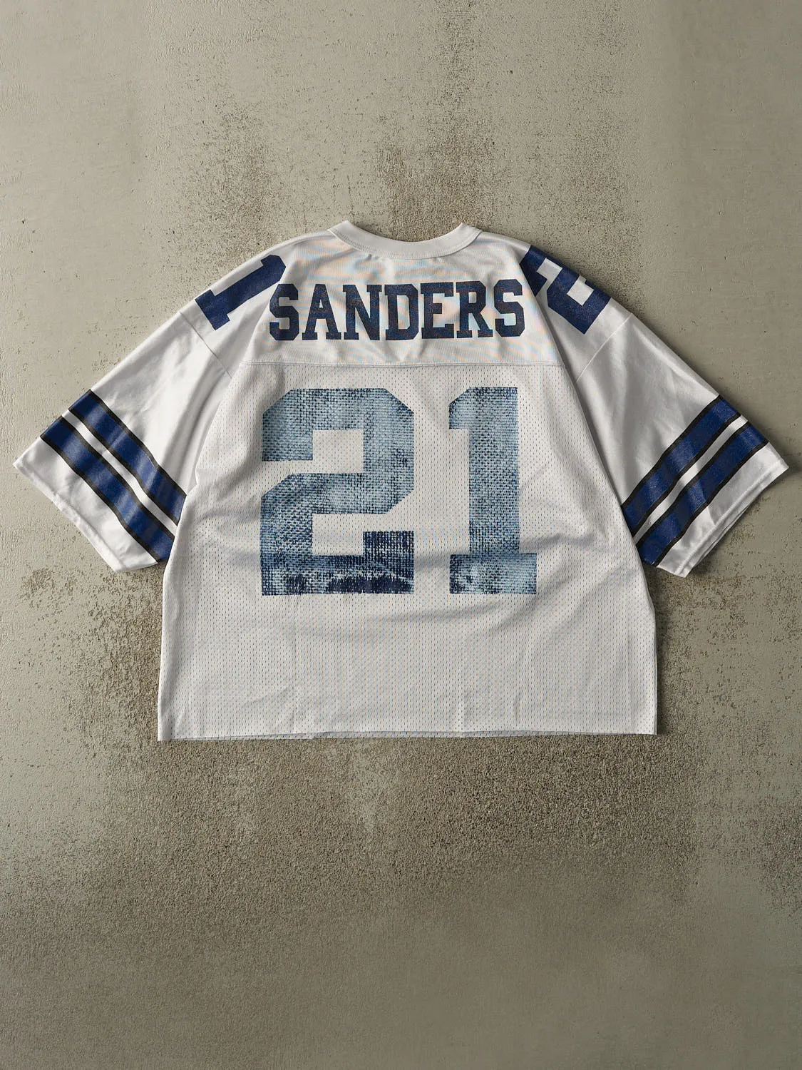 Vintage 90s White Dallas Cowboys Deon Sanders #21 Cropped Boxy Jersey (M/L) sold by Rebalance Vintage product image thumbnail 2