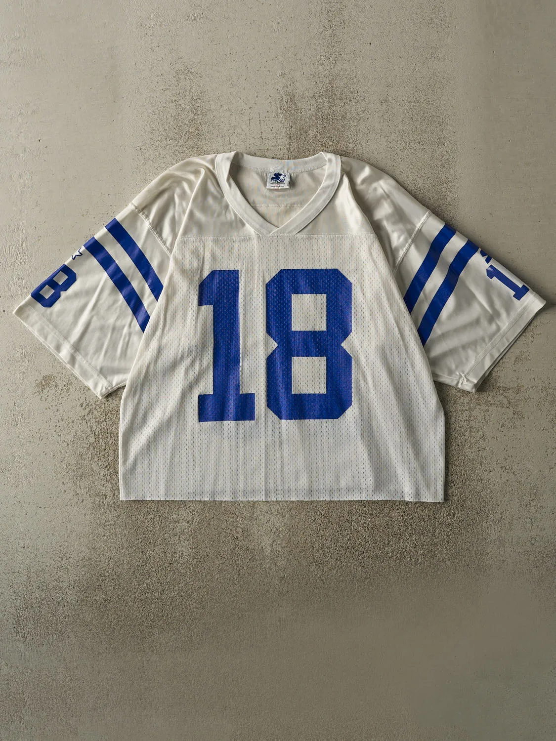 Vintage 90s White Indianapolis Colts Peyton Manning #18 Cropped Jersey (M) sold by Rebalance Vintage