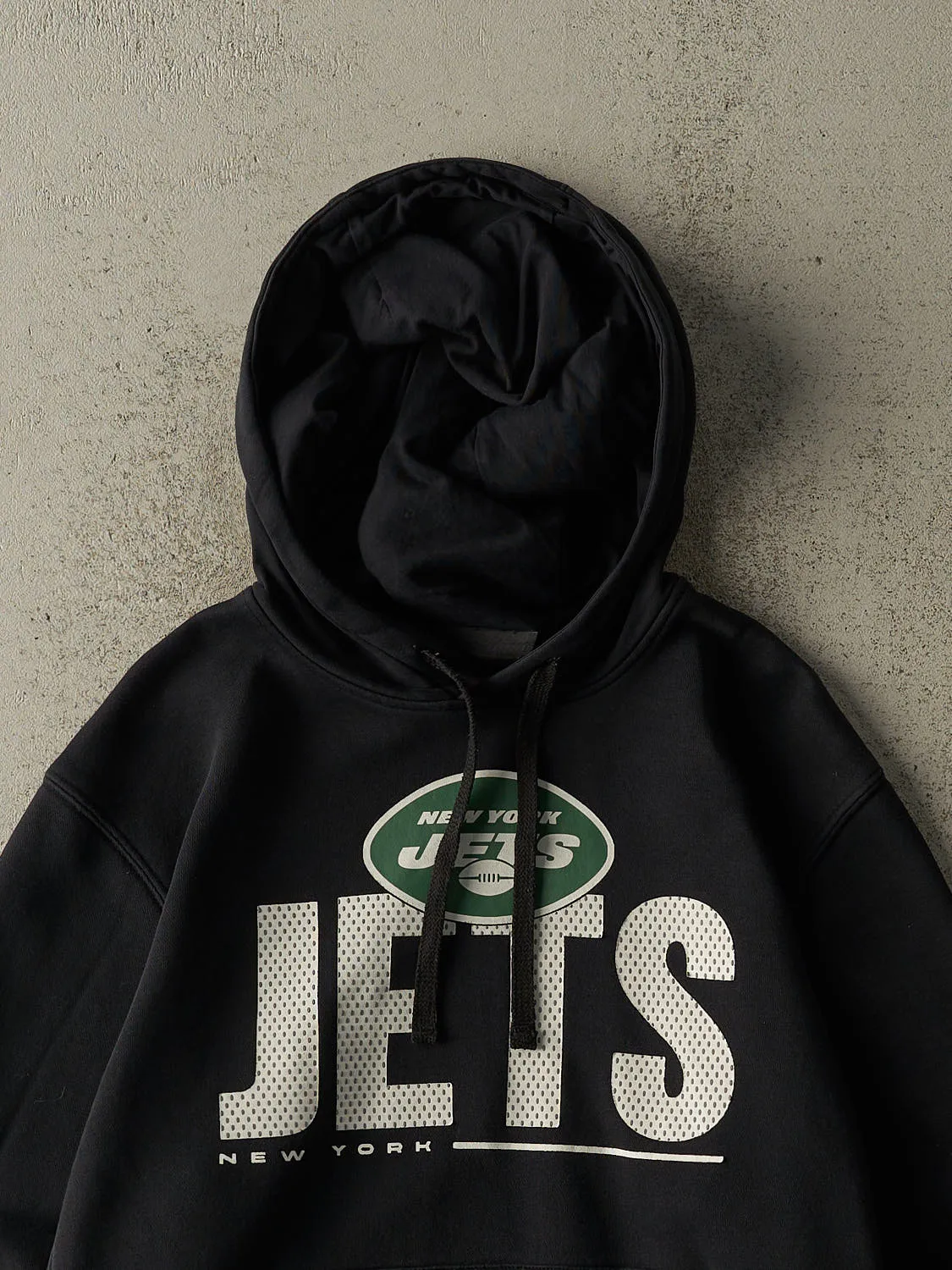 Vintage Y2K Black New York Jets Nike Hoodie (M) sold by Rebalance Vintage product image thumbnail 2