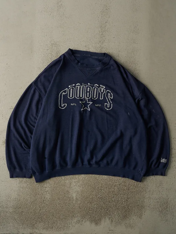 Vintage 90s Navy Blue Dallas Cowboys Embroidered Boxy Crewneck (XL/XXL) sold by Rebalance Vintage