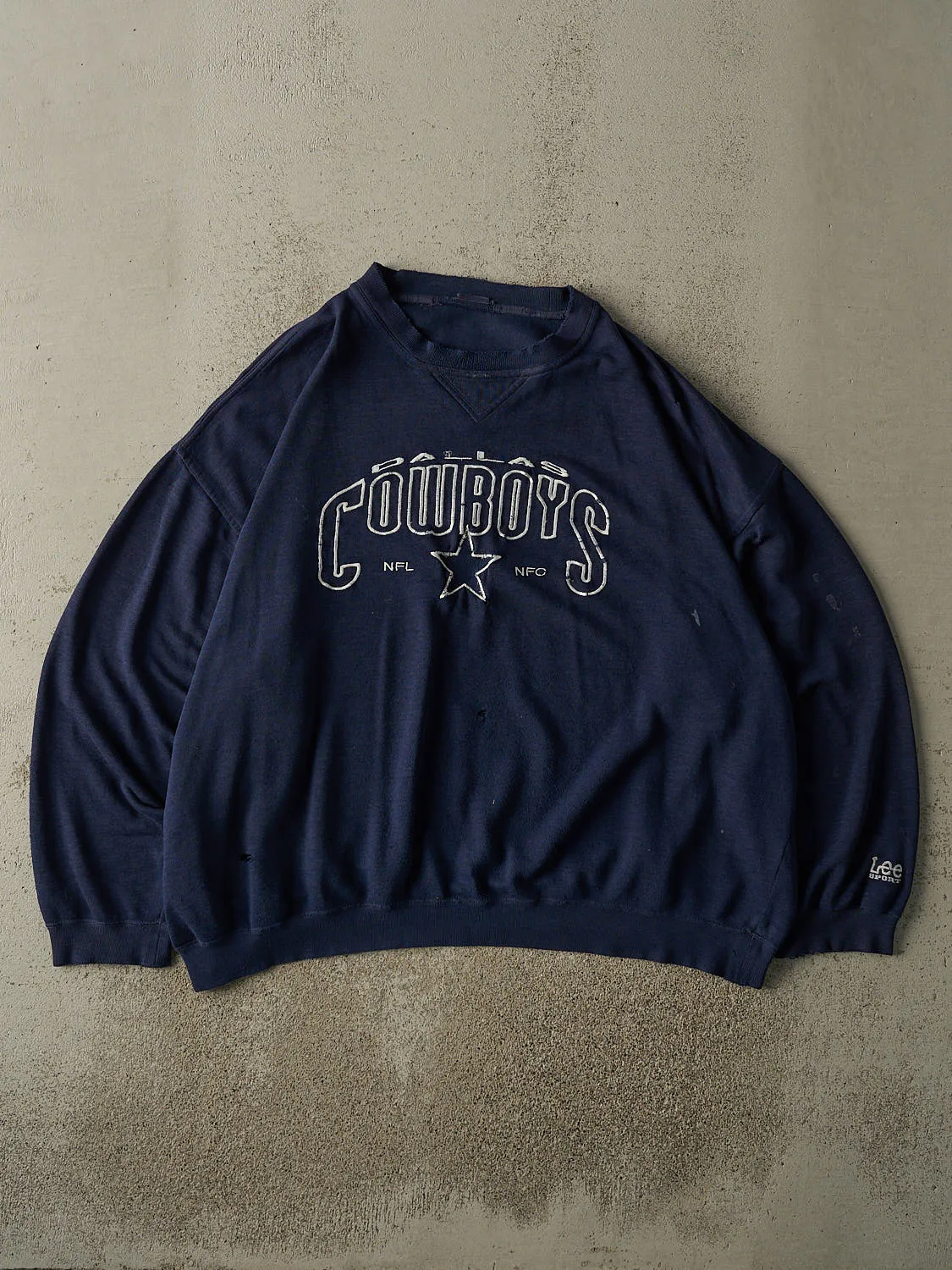 Vintage 90s Navy Blue Dallas Cowboys Embroidered Boxy Crewneck (XL/XXL) sold by Rebalance Vintage