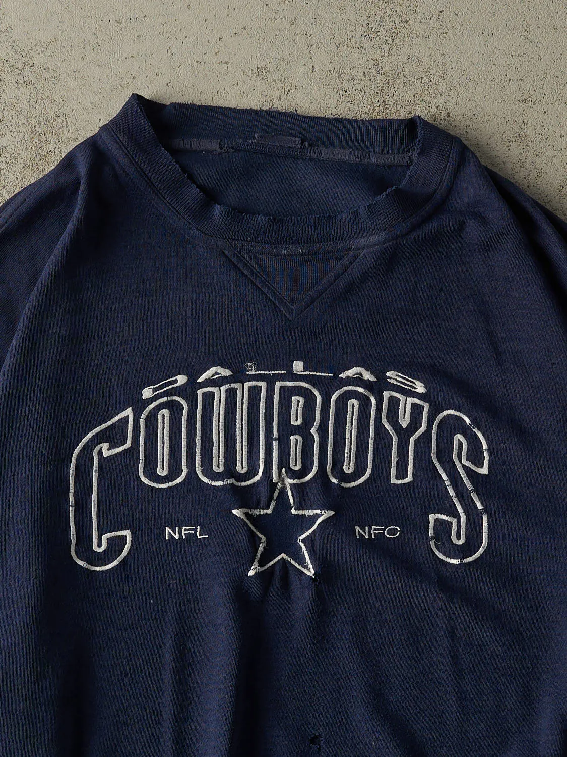 Vintage 90s Navy Blue Dallas Cowboys Embroidered Boxy Crewneck (XL/XXL) sold by Rebalance Vintage product image thumbnail 2