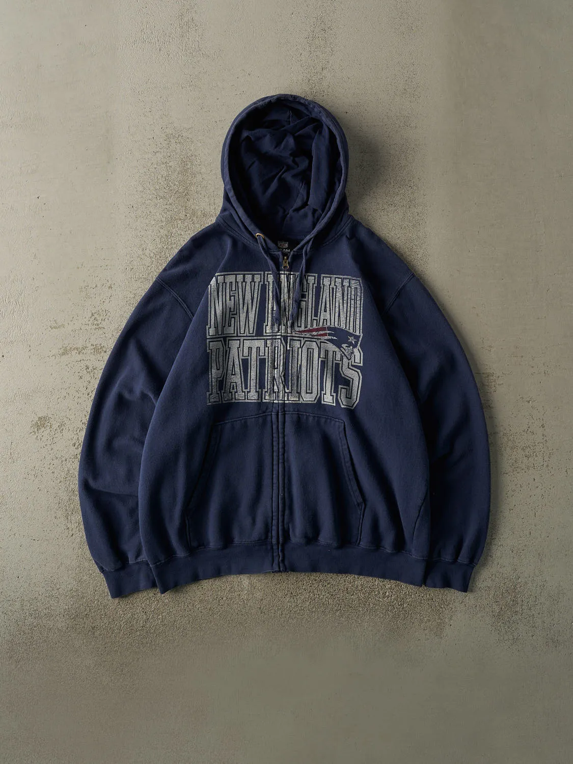 Vintage Y2K Navy Blue New England Patriots Zip Up Hoodie (L/XL) sold by Rebalance Vintage