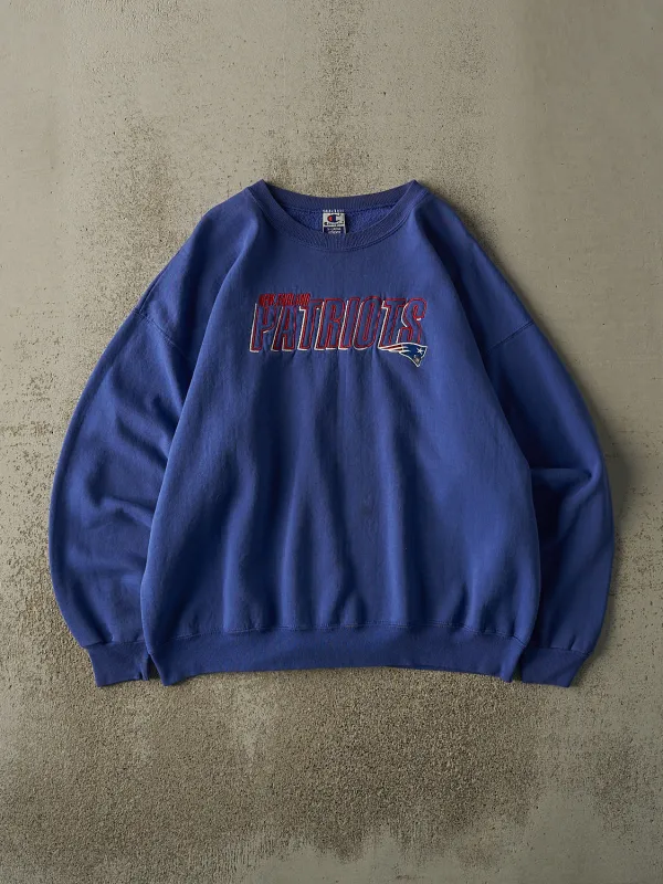 Vintage 90s Blue New England Patriots Embroidered Crewneck (L/XL) sold by Rebalance Vintage